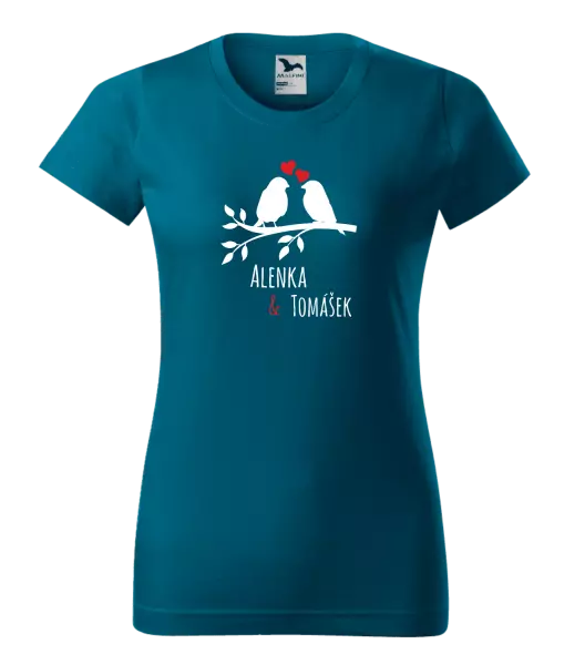 Dámske tričko Vtáčiky na vetve-vlastné mená