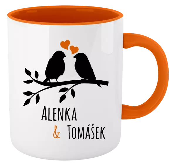 Hrnček  Vtáčiky na vetve-vlastné mená