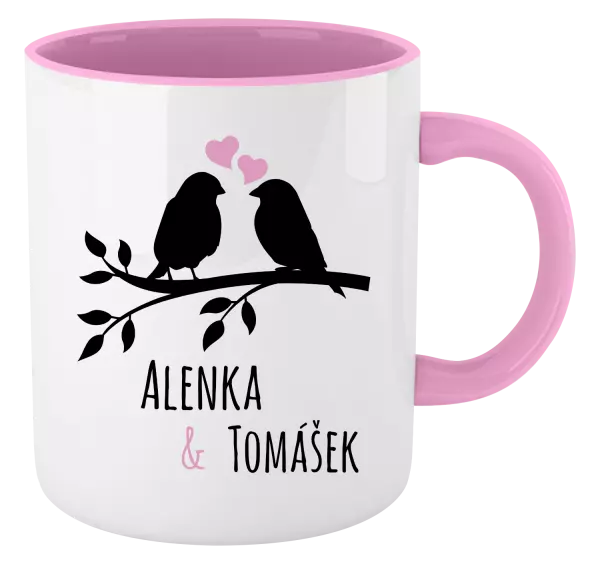 Hrnček  Vtáčiky na vetve-vlastné mená