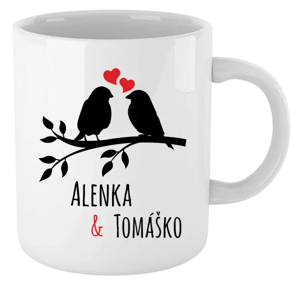 Hrnček Vtáčiky na vetve-vlastné mená