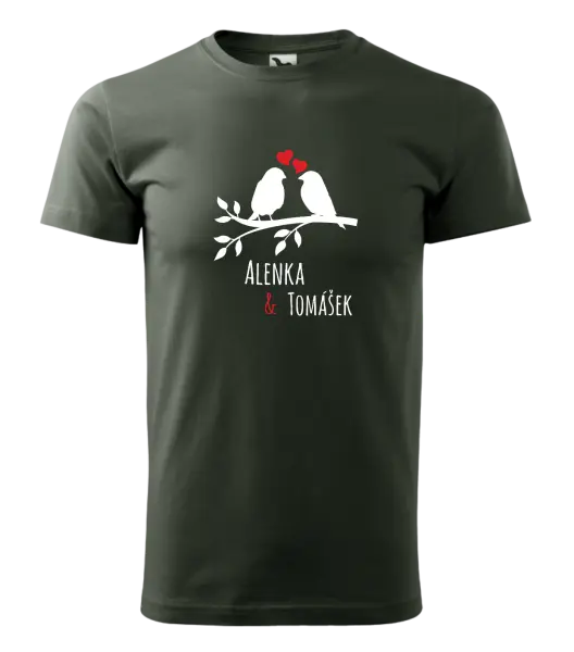 Pánske tričko Vtáčiky na vetve-vlastné mená