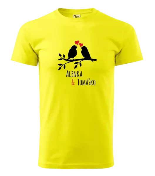 Pánske tričko Vtáčiky na vetve-vlastné mená