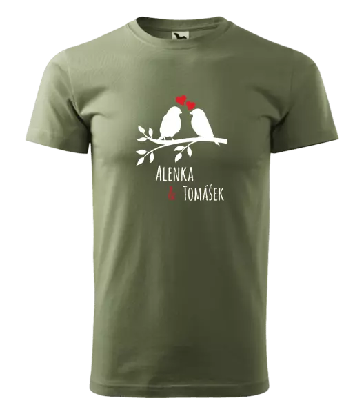Pánske tričko Vtáčiky na vetve-vlastné mená