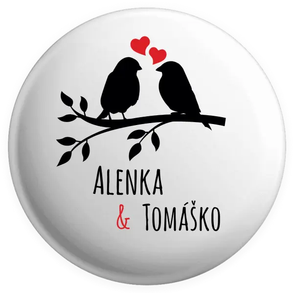 Placka Vtáčiky na vetve-vlastné mená