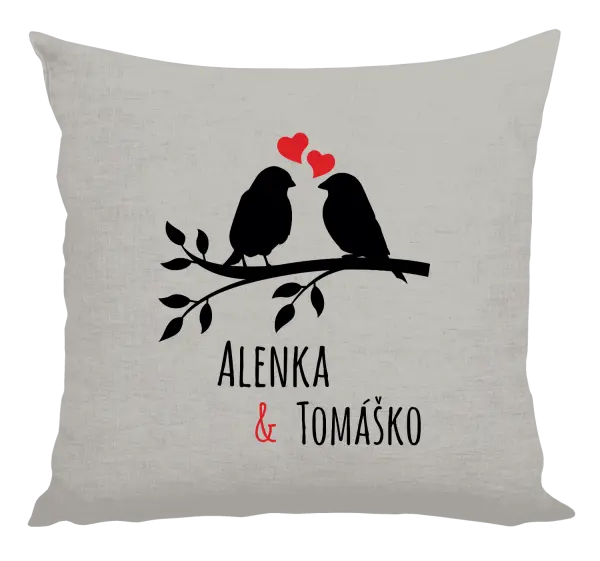 Vankúš Vtáčiky na vetve-vlastné mená