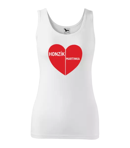 Dámske tielko Rozpolené srdce s menami