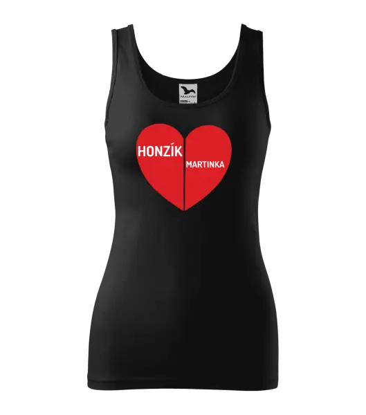 Dámske tielko Rozpolené srdce s menami