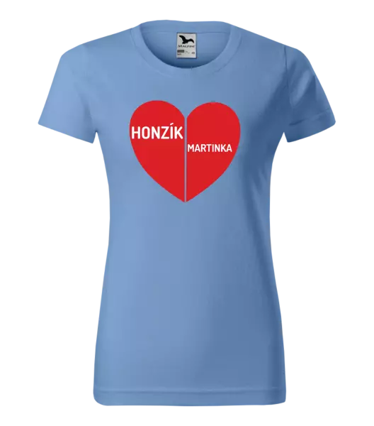 Dámske tričko Rozpolené srdce s menami