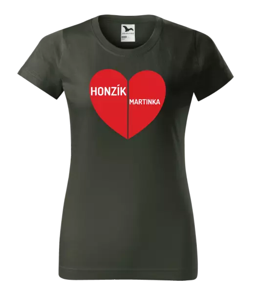 Dámske tričko Rozpolené srdce s menami