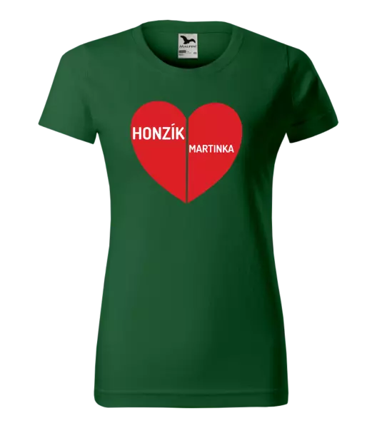 Dámske tričko Rozpolené srdce s menami