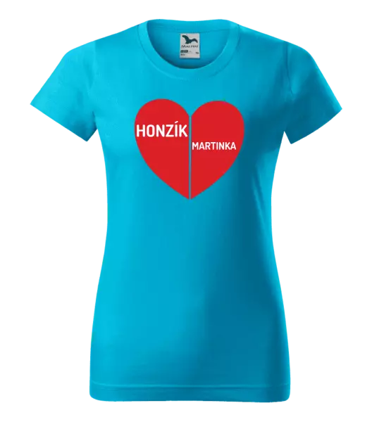 Dámske tričko Rozpolené srdce s menami