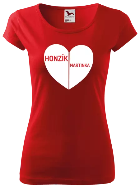 Dámske tričko Rozpolené srdce s menami