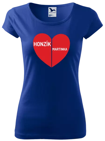 Dámske tričko Rozpolené srdce s menami