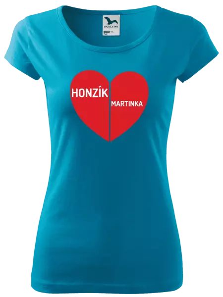 Dámske tričko Rozpolené srdce s menami