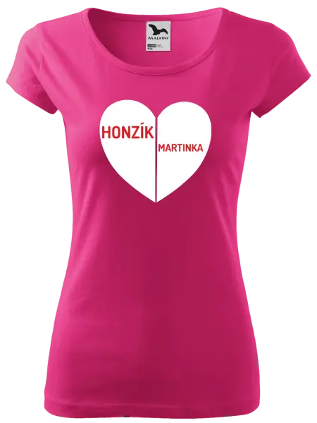 Dámske tričko Rozpolené srdce s menami