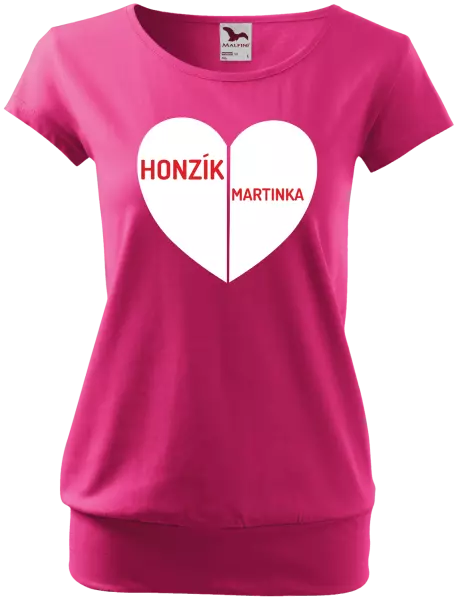 Dámske tričko Rozpolené srdce s menami