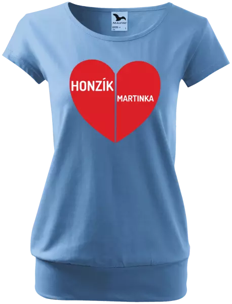 Dámske tričko Rozpolené srdce s menami