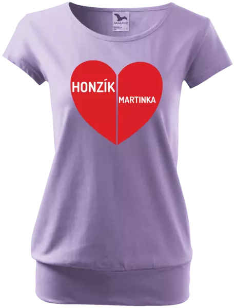 Dámske tričko Rozpolené srdce s menami
