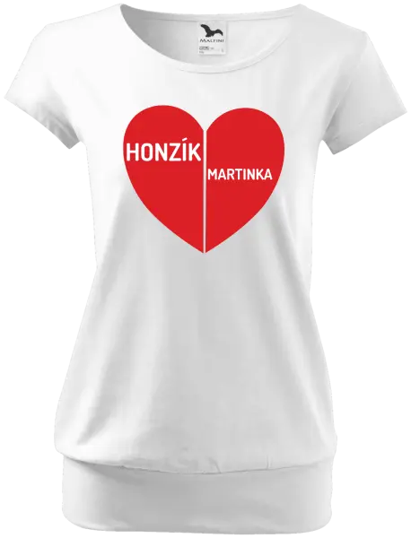 Dámske tričko Rozpolené srdce s menami