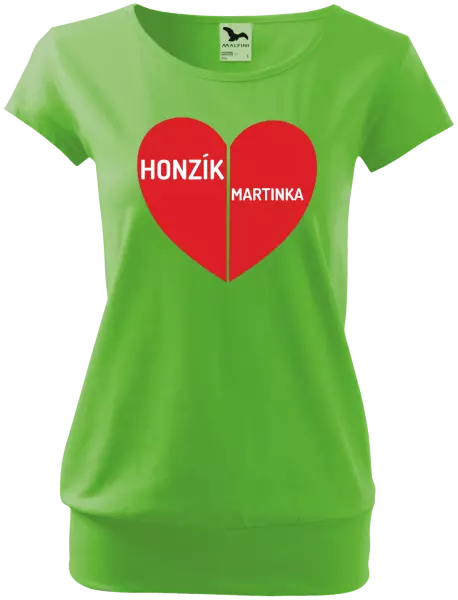 Dámske tričko Rozpolené srdce s menami