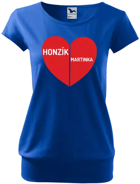 Dámske tričko Rozpolené srdce s menami