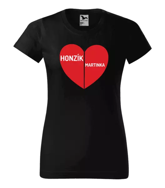 Dámske tričko Rozpolené srdce s menami