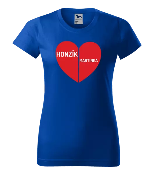 Dámske tričko Rozpolené srdce s menami