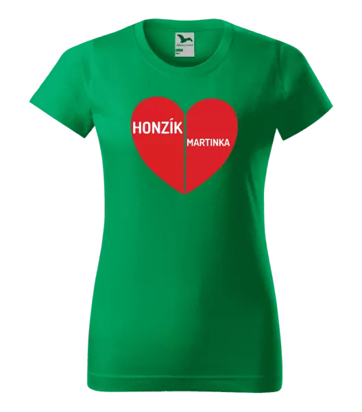 Dámske tričko Rozpolené srdce s menami