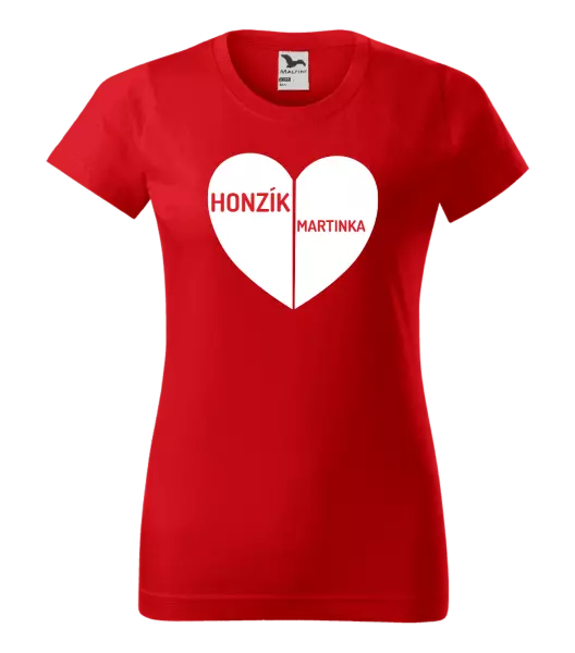 Dámske tričko Rozpolené srdce s menami