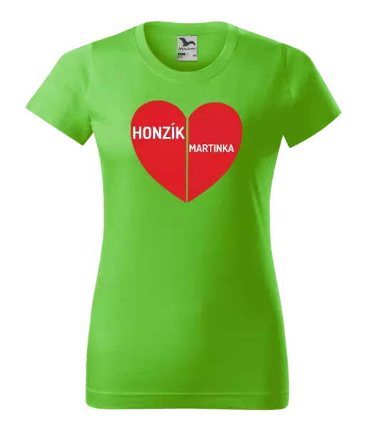 Dámske tričko Rozpolené srdce s menami