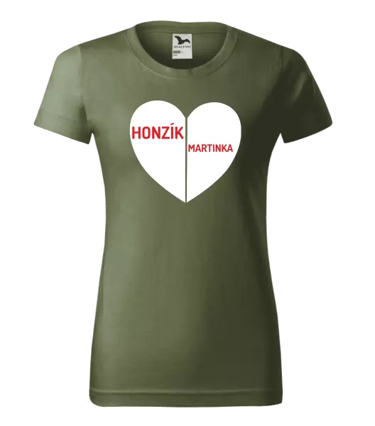 Dámske tričko Rozpolené srdce s menami