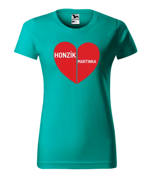 Dámske tričko Rozpolené srdce s menami