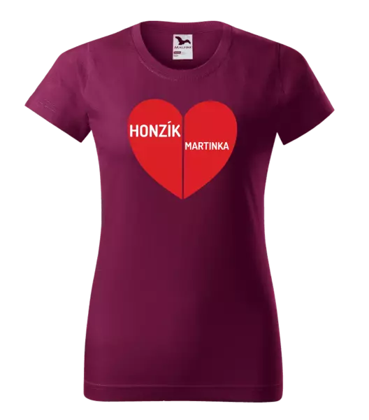 Dámske tričko Rozpolené srdce s menami