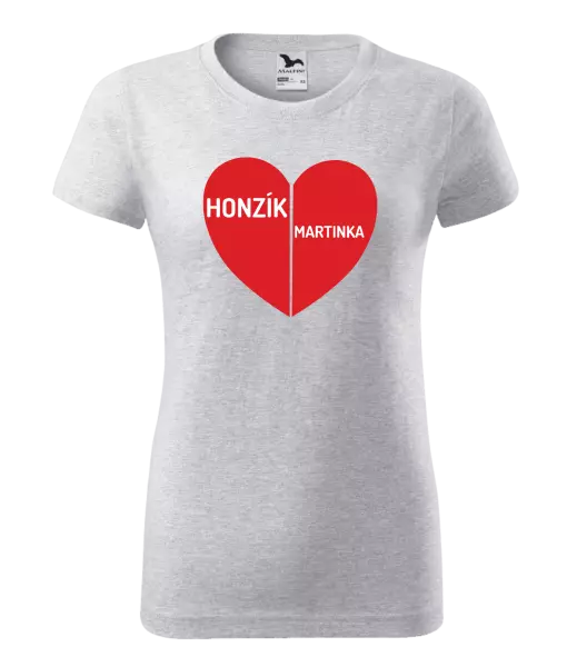 Dámske tričko Rozpolené srdce s menami