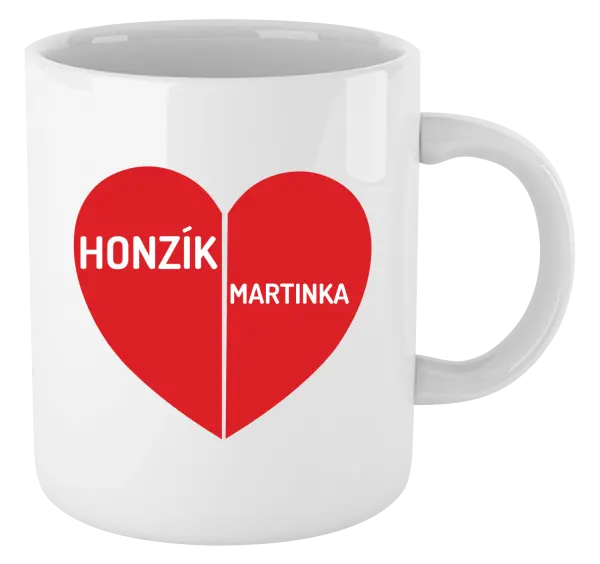 Hrnček Rozpolené srdce s menami