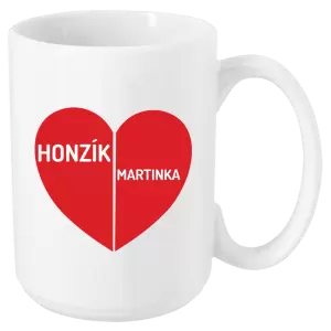 Hrnček Rozpolené srdce s menami