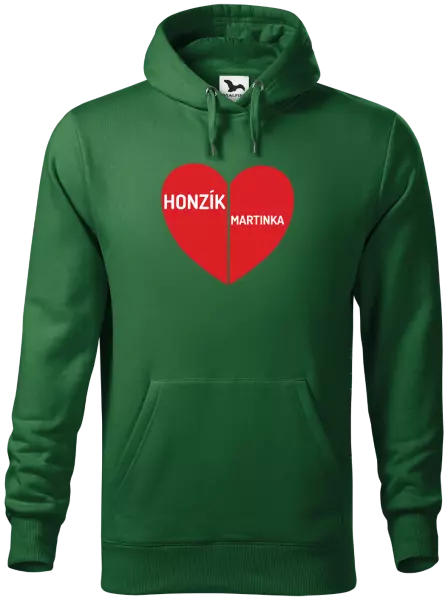 Pánska mikina Rozpolené srdce s menami