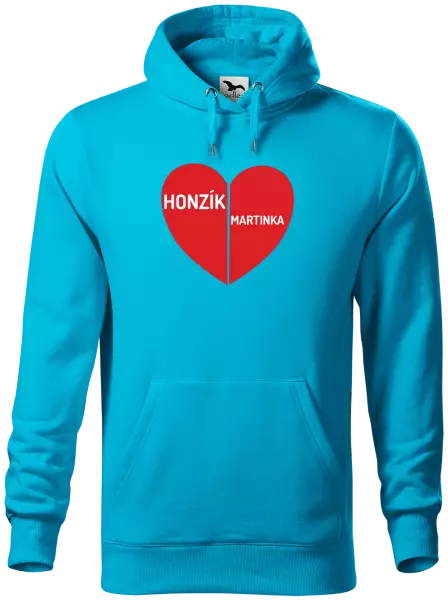 Pánska mikina Rozpolené srdce s menami