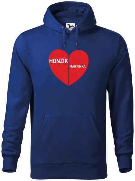 Pánska mikina Rozpolené srdce s menami