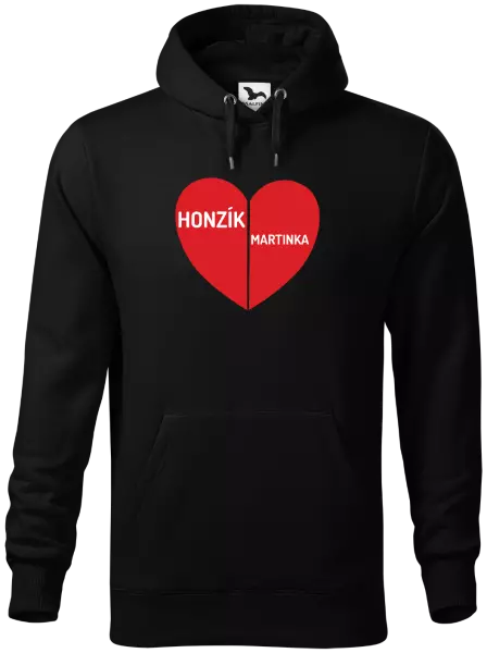 Pánska mikina Rozpolené srdce s menami