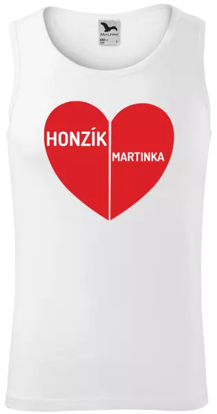 Pánske tielko Rozpolené srdce s menami