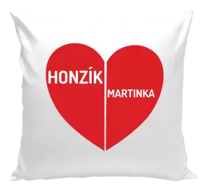 Vankúš Rozpolené srdce s menami