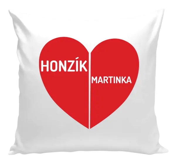 Vankúš Rozpolené srdce s menami