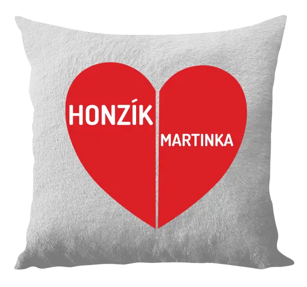 Vankúš Rozpolené srdce s menami