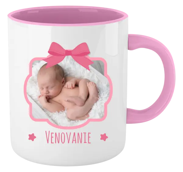 Hrnček  Ružová mašľa s fotografiou