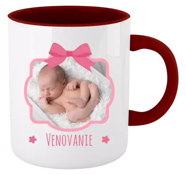 Hrnček  Ružová mašľa s fotografiou