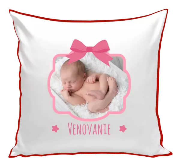 Vankúš Ružová mašľa s fotografiou