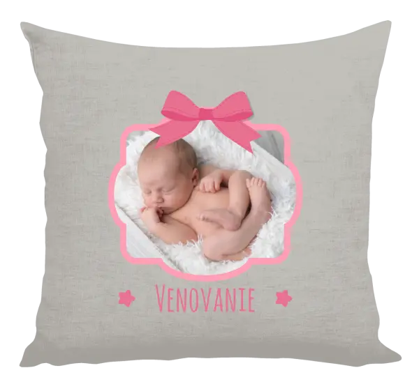 Vankúš Ružová mašľa s fotografiou