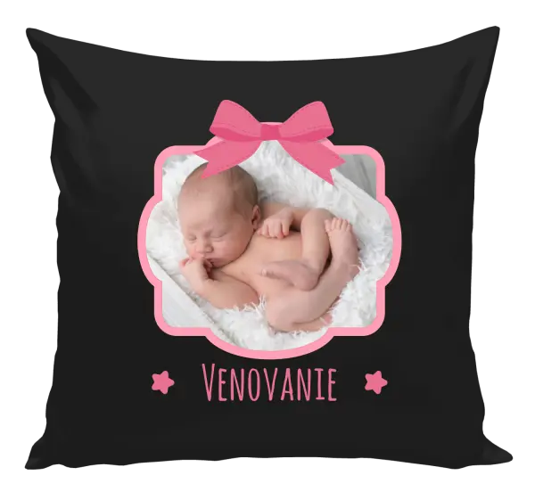 Vankúš Ružová mašľa s fotografiou