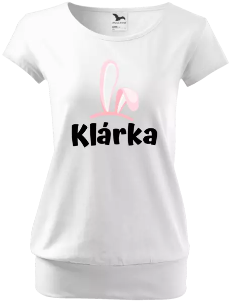 Dámske veľkonočné tričko Ružové ušká s menom